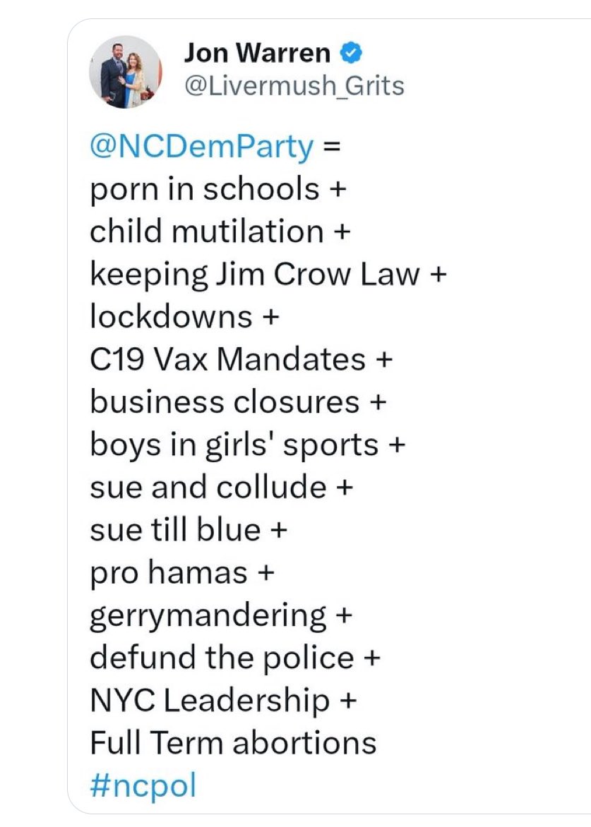 Just want to reiterate what @TheDemocrats stand for: 

#votered2024 
#GOP #ncpol