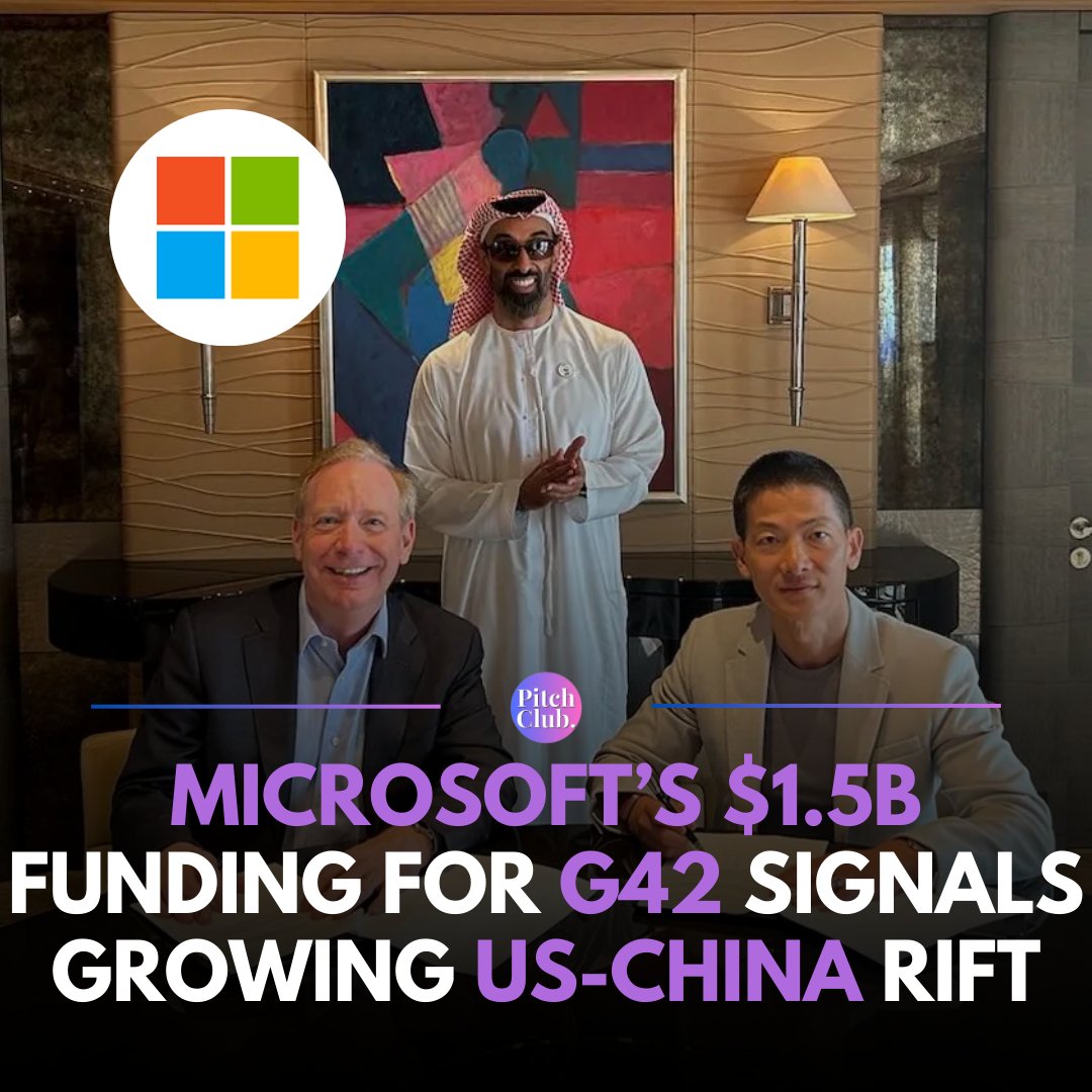 @microsoft's Invest $1.5 billion in @G42ai, a leading UAE AI company, represents a strategic move amidst the U.S.-China tech rivalry. The deal provides Microsoft a foothold in the Gulf region and gives it access to G42's extensive data and AI capabilities.

(Source: TechCrunch)
