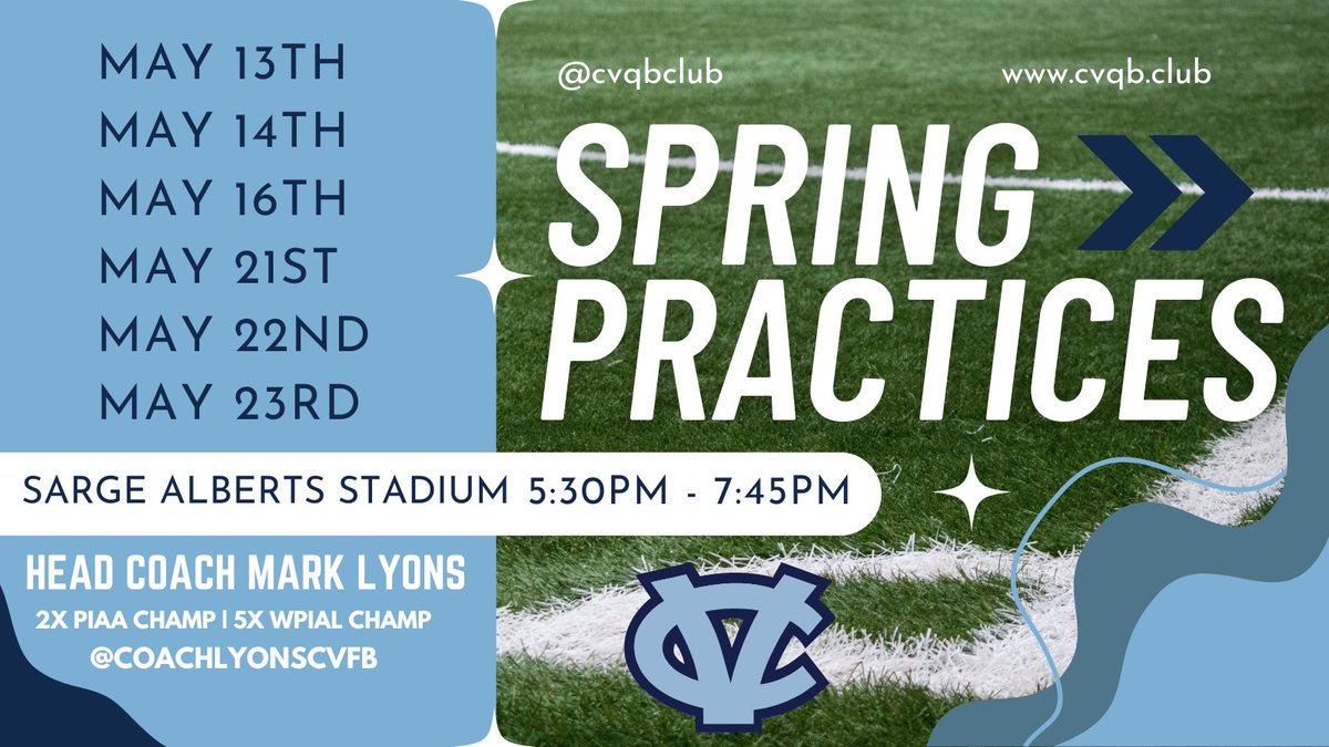 Mark your Calendars for Central Valley Spring Practices!