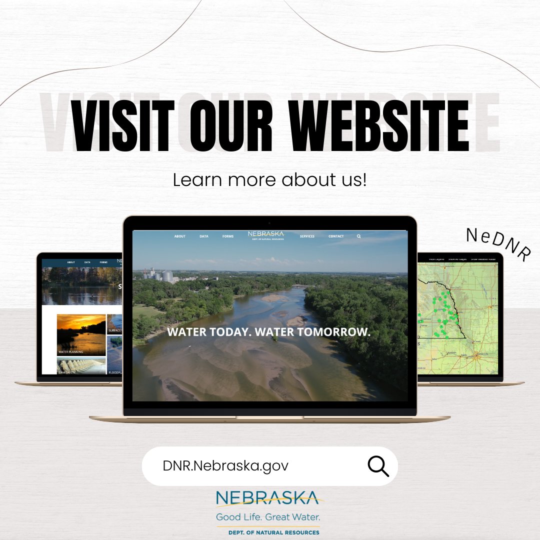 Want to learn more about what NeDNR does for you? Check out our website! #WaterWednesday Have any questions? Reach out to any of us here at the Department! :) DNR.Nebraska.gov