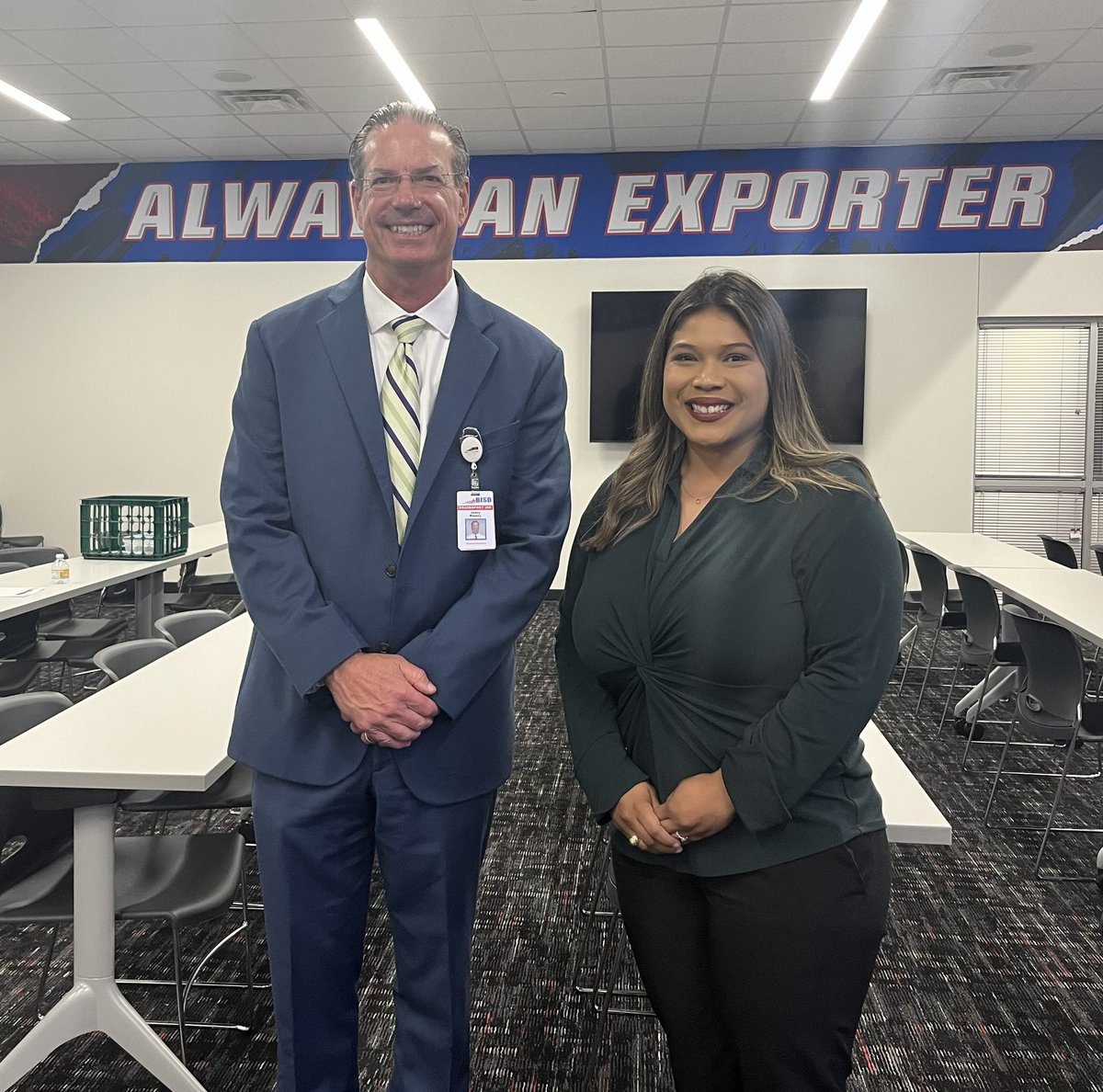 We welcomed 2014 @AlwaysExporter graduate Ana Silbas as a new member of our @BrazosportISD Citizens Bond Oversight Committee tonight! After the meeting, the group toured our new Brazosport HS Stephenson Fieldhouse. #AnchorDown