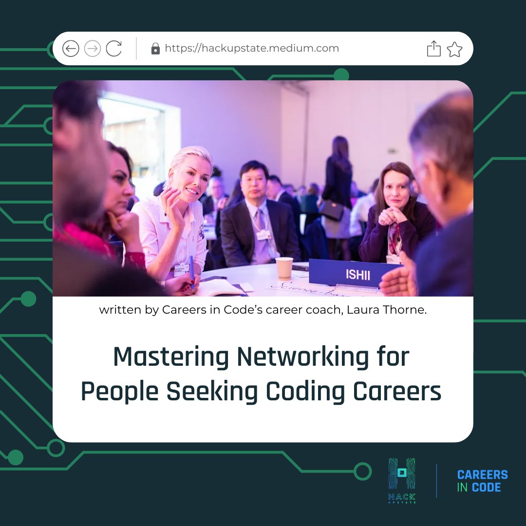 Ready to level up your networking game in the coding world? Our Career Coach, Laura, shares some golden nuggets of advice to help you improve your connections. Read the article on Medium here: conta.cc/4d4mQ36

#hackupstate #careersincode #codingbootcamp
