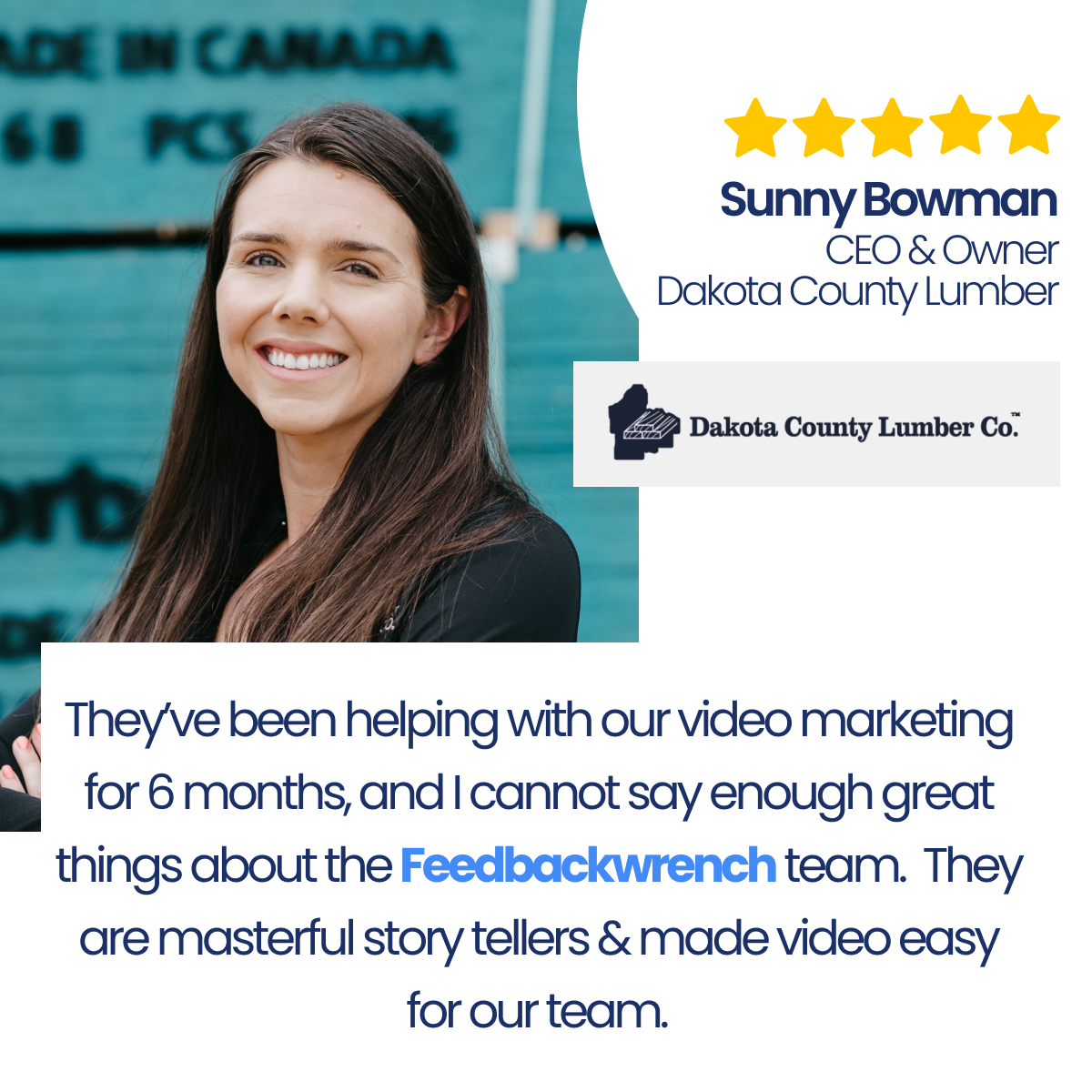 Heres what Sunny Bowman, CEO of Dakota Lumber had to say about working with Feedbackwrench for video!  #mn #minnesota #paradeofhomes #customhomebuilder #paradeofhomes #paradeofhomesshowcase #artisanhometour #luxuryhometourmn #paradeofhomesmn