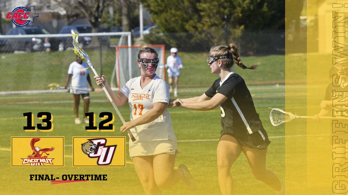 GRIFFINS WIN!
Our @chcwlax team won the first CACC game of the season in dramatic style with Riley Regan's golden goal in overtime give the Griffins   a 13-12 win over Caldwell!

#GriffinPride  #GriffinNation #WeAreCHC
@chestnuthill