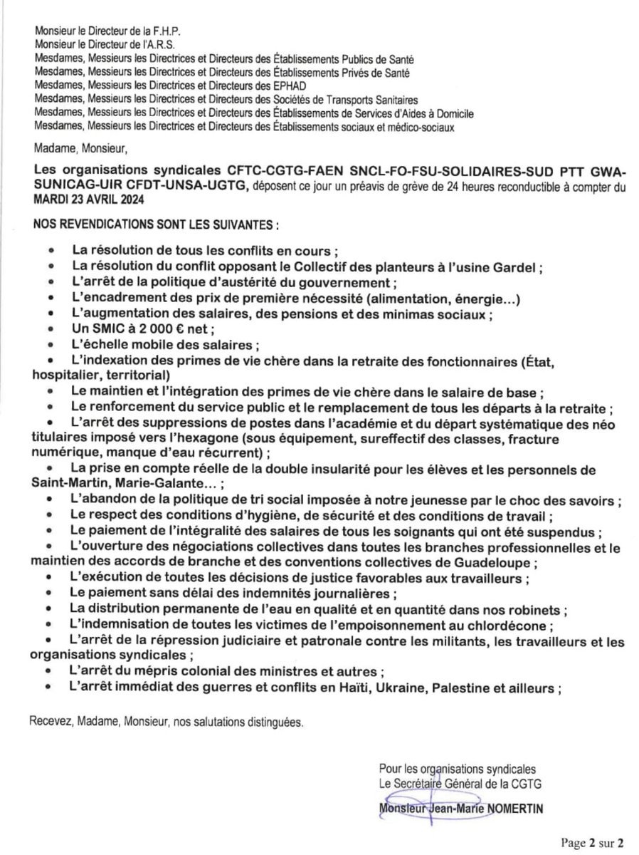 ⚡️💡 CGTG-CFTC-CGTG-FAEN SNCL-FO-FSU-SOLIDAIRES-SUD PTT GWA-SUNICAG-UIR CFDT-UNSA-UGTG appellent TOUS LES SALARIÉS à la grève le MARDI 23 AVRIL 2024.

Notre Fédération sera en grève dans le secteur de l’énergie.

Nous défendons les intérêts des Travailleurs de la Guadeloupe.