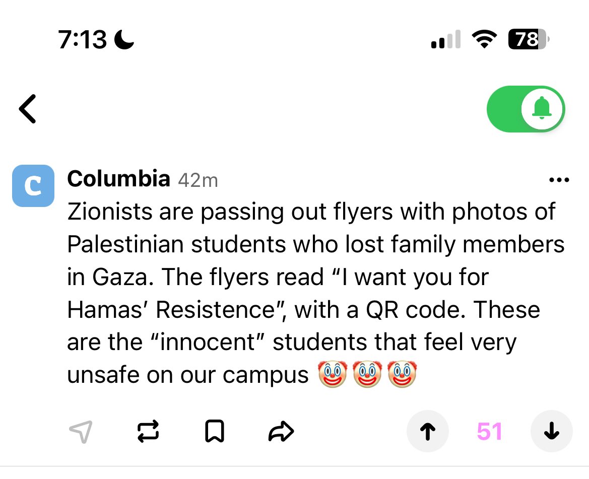 campus z*onists at columbia university are making fun of palestinian students who lost family in Gaza. Wouldn’t be surprised if I’m on these flyers. Pls reach out if you have photos of these flyers.