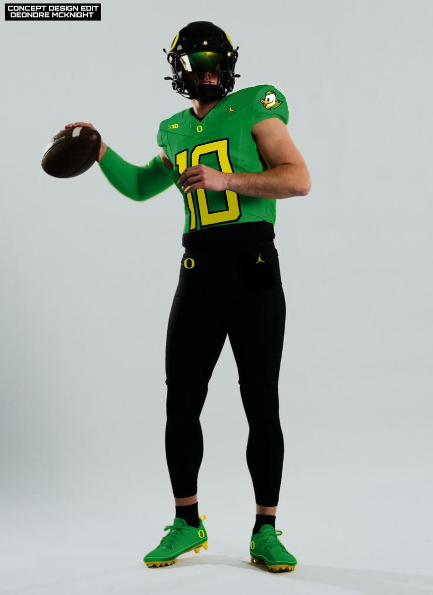 Oregon Ducks Jordan Black & Apple Thunder Green Uniform Concept. Simple but clean & effective. A mixture of 2011 & 2017 with this look.

-No Jersey Wings 

*Not an actual uniform* #GoDucks #Nike