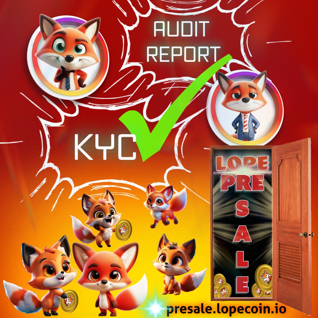 📌 LopeCoin is at Its Peak! 📌
🦊This is a strong indication of our commitment to the safety and effectiveness of our project. 🎢
💪 Audit Report: cyberscope.io/audits/2-lope
💪 KYC: github.com/coinscope-co/k…
🫂 House Of Lopians: lopecoin.io

🎊 The Live Pre-Sale is