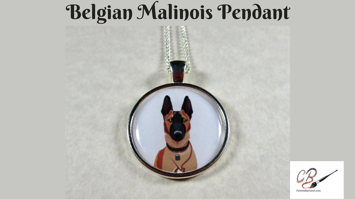 This handsome Belgian Malinois Pendant is only found in our Etsy shop.  Matching earrings, too!  Ships the next business day.  #BelgianMalinois #Jewelry paintedbycarol.etsy.com/listing/148082…