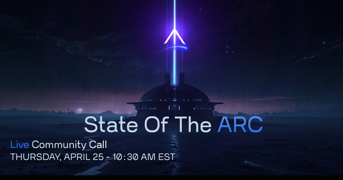 Hey #ARC Community 💙! Get ready for a MASSIVE live update! 👀 🎙️ Tune in TODAY, Thursday, April 25th at 10:30 AM EST for another 'State of The ARC Live #AMA' with ARC’s Community Manager Ryan Kowalczyk, @kowalczykRyan, and the #ARC team! x.com/i/spaces/1Mnxn… We'll be…