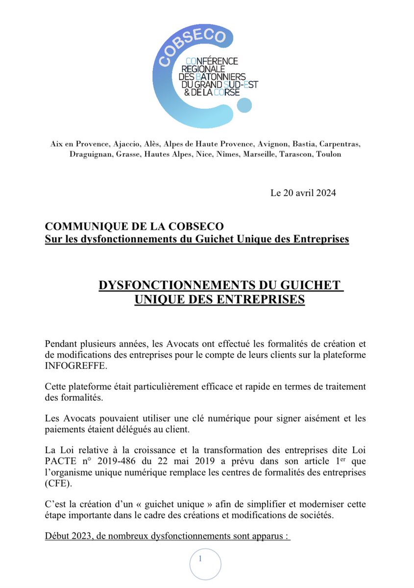 adrienverrier's tweet photo. @cobseco dysfonctionnements du guichet unique des entreprises @Conf_Batonniers @CNBarreaux https://t.co/hDF9UQuA9O