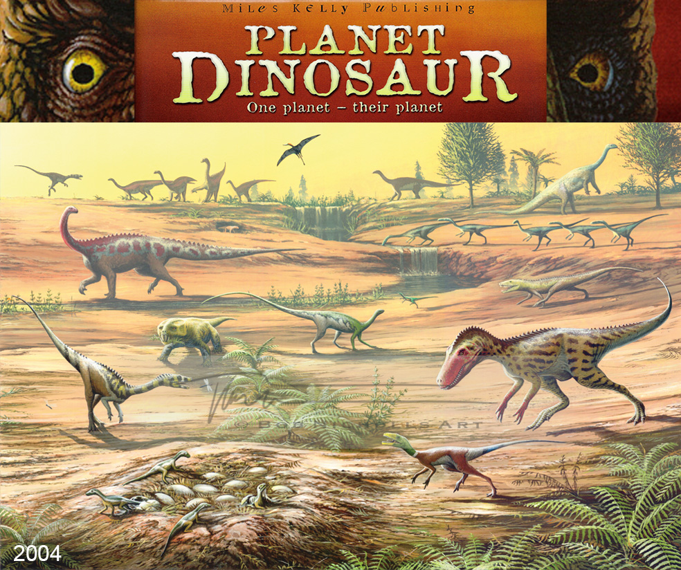 My 25 years of palaeoart chronology... I illustrated several books in 2004. One of them was PLANET DINOSAUR by Steve Parker & Miles Kelly Publishing. I will post the 5 main paintings (acrylic on card) throughout today. First, the Triassic. #SciArt #SciComm #Dinosaurs #PaleoArt