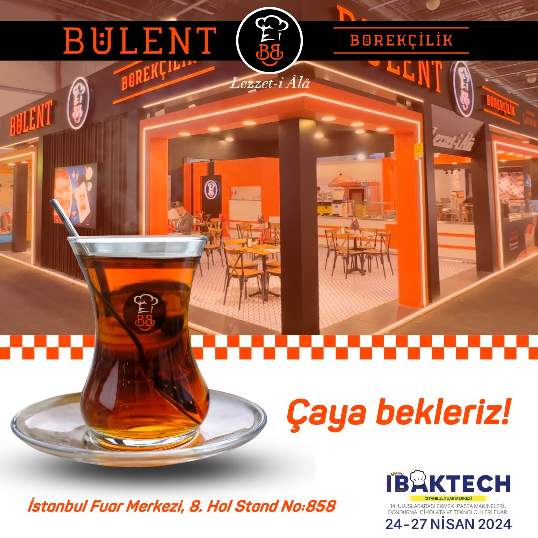Bülent Börek, Ibaktech Fuarında! 
İstanbul Fuar Merkezi 8. Hol Stant No: 858 

#bülentbörek #lezzetiala #börek #bülentbörekçilik #kahvaltı #gurme #lezzet