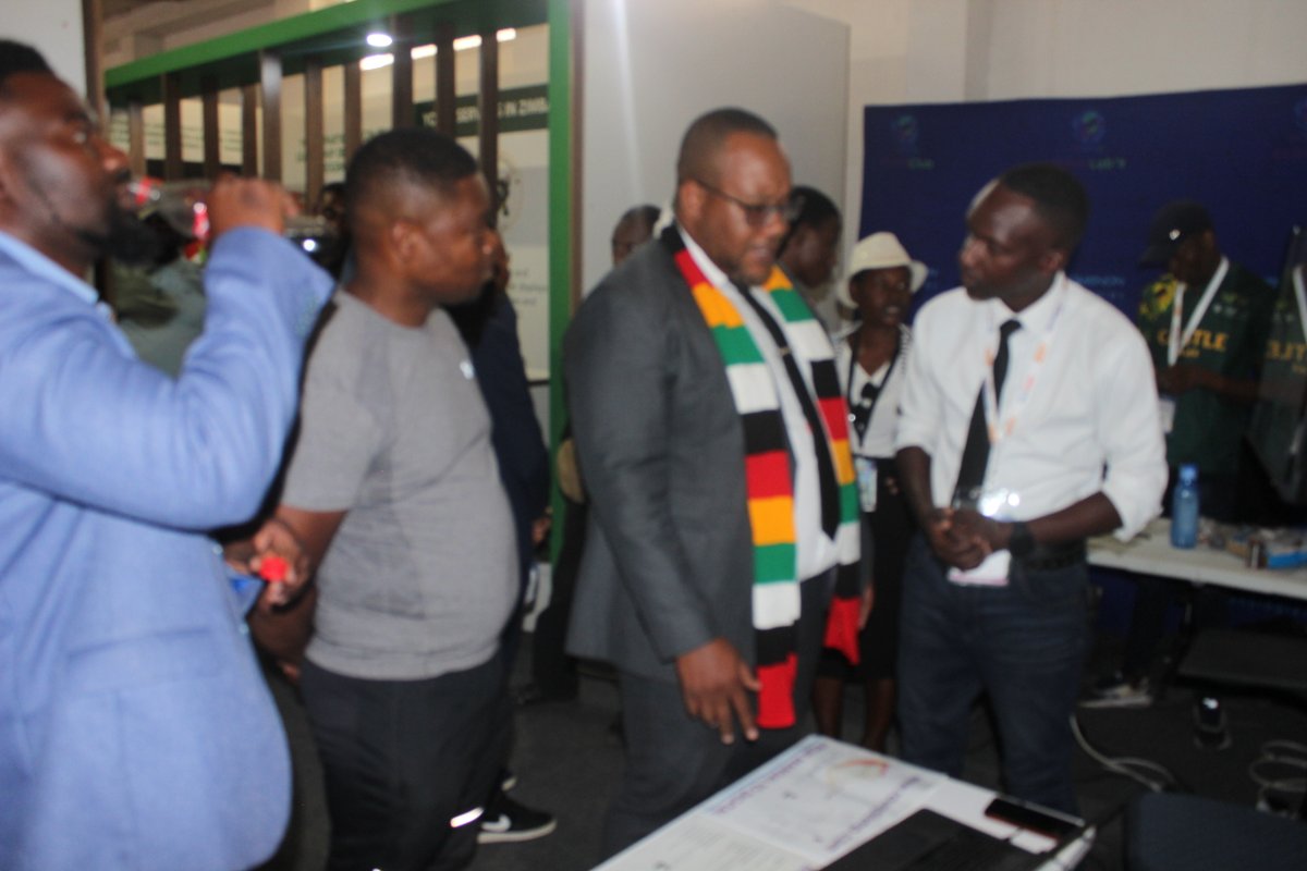 Deputy Minister Hon Kudakwashe Mupamhanga touring Ministry of Youth Empowerment, Development and Vocational Training at ZITF 2024..... @moysarzim @followers