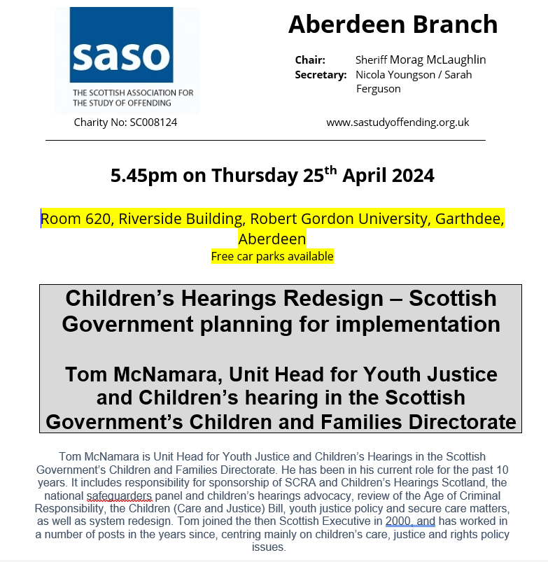 Change of venue for tonight's @saso Aberdeen seminar. All welcome!