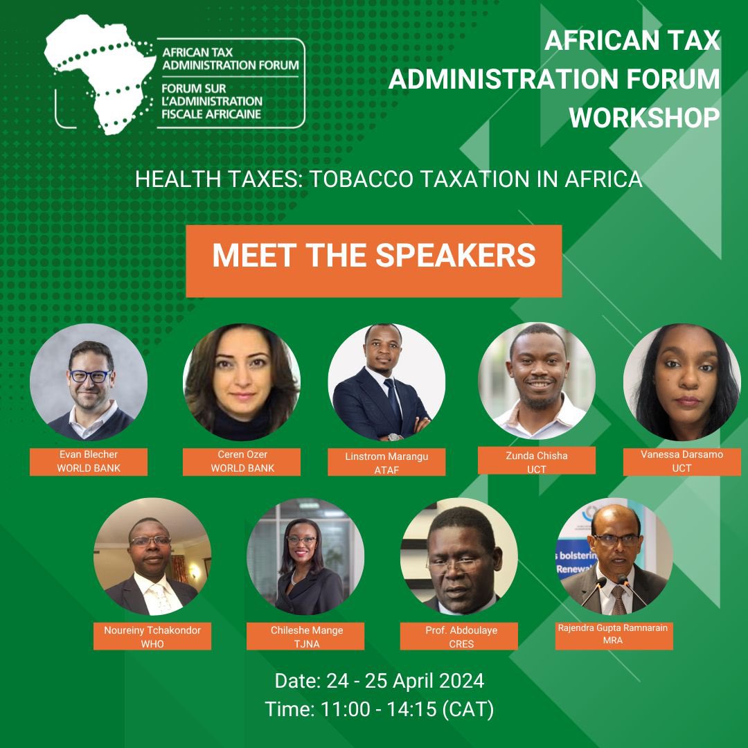 (1/2) Don't forget to join us for Day two of ATAF's Virtual Workshop on Health Taxes: Tobacco Taxation in Africa. Today we will demystify the three tobacco tax models currently being used Africa and explaining the differences between the three models, #ATAF