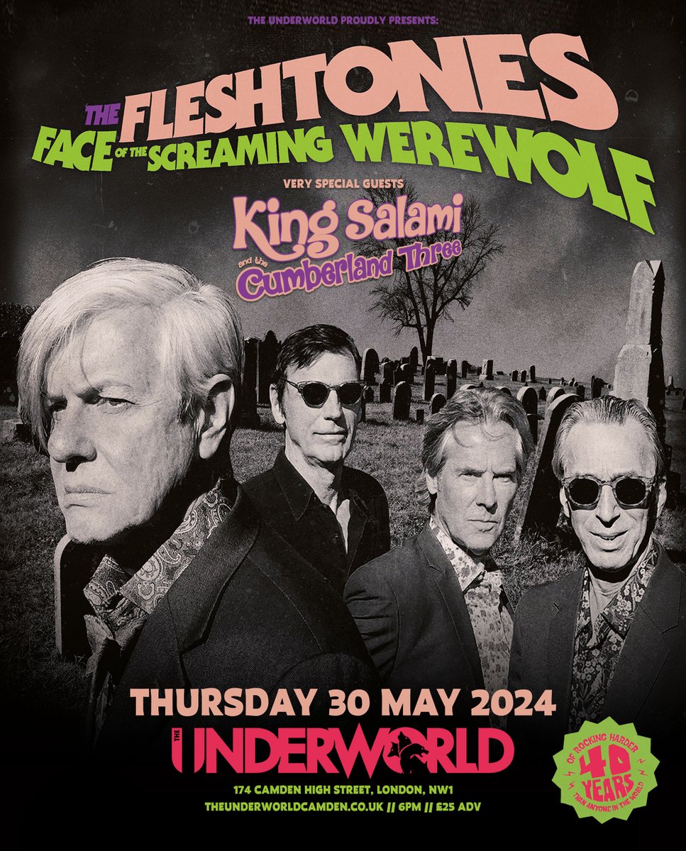 On Sale Now 🔥 NYC garage rock veterans The Fleshtones joined by very special guests @KingSalamiTC3, live at @TheUnderworld, Thursday 30 May. 🎟️ tinyurl.com/4mchu62s 🎶 spoti.fi/3dIotnj