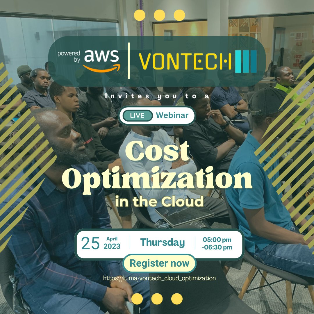Don't forget to join us today for our cloud optimization with Vontech Webinar.

Register now: i.mtr.cool/vqlxbubgpt

#Vontechgroup #costoptimizationinthecloud #CostOptimization