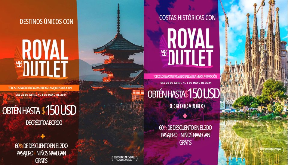 💵🚢OUTLET ROYAL DESDE 25/04/24 AL 01/05/2025🤯
INFO &amp; RESERVATION DM