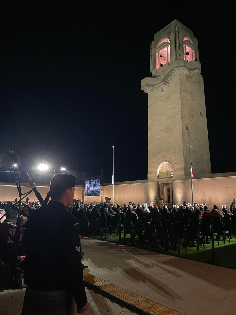 Today is #ANZACDay, a day of remembrance for all Australians and New Zealanders who fell during the World Wars. Our Director General, Claire Horton CBE @dgcwgc , attended the dawn service at the Australian National Memorial @sirjohnmonash in France. Standing within our
