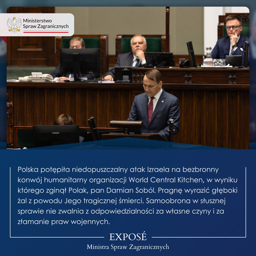 Min. @sikorskiradek w 🇵🇱 Sejmie wygłaszając #exposéMSZ ⬇️