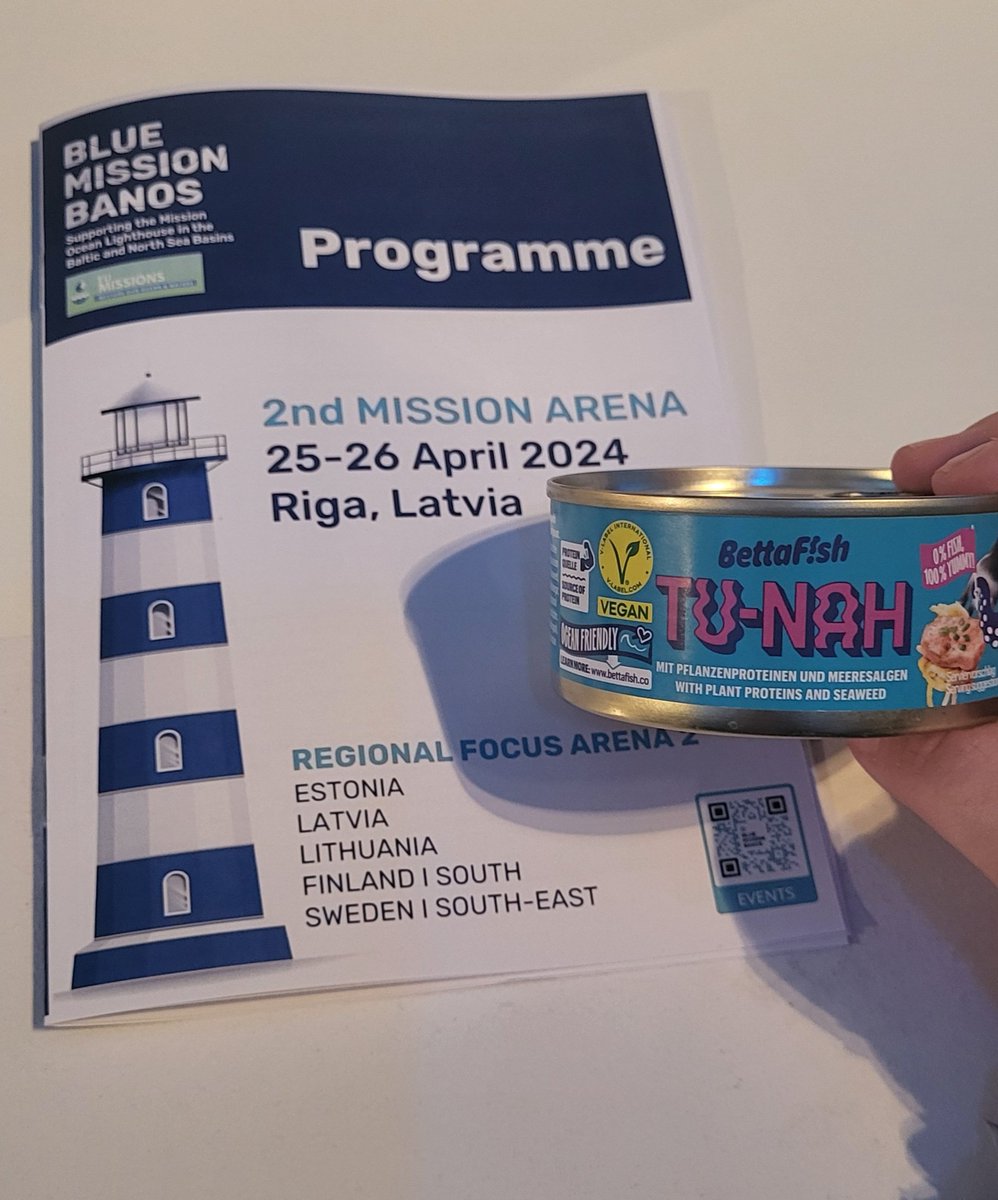 Have you ever taste vegan tu-nah? Sounds 'fishy', but is actually seaweed!! A product among many I found at the Sustainable products from the ocean workshop at #MissionArena2 to achieve the #MissionOcean objectives and bring back the health of our 💧