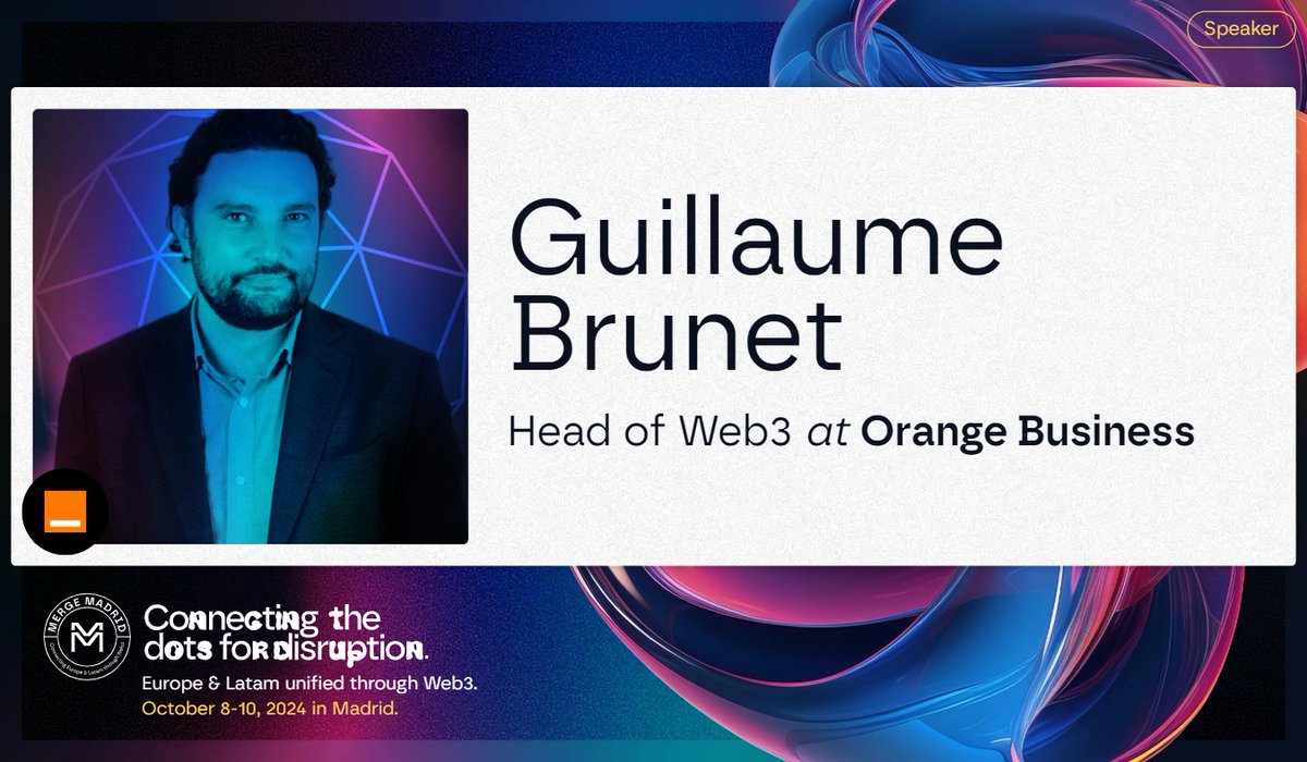 Excited to welcome @gui_brunet to #MergeMadrid! 🇫🇷 Bienvenue, Guillaume! As Head of Web3 at @orange  he’s transforming #UserEngagement & #BusinessModels with cutting-edge tech.
Join us to discover how Guillaume's actively shaping the future of technology. 

📅 Oct 8-10, Madrid
