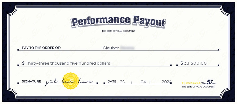 A whooping $33,500 payout to Glauber, one of our $175,000 High-Stakes traders 💪 To get your own 5-figure payout - the5ers.com