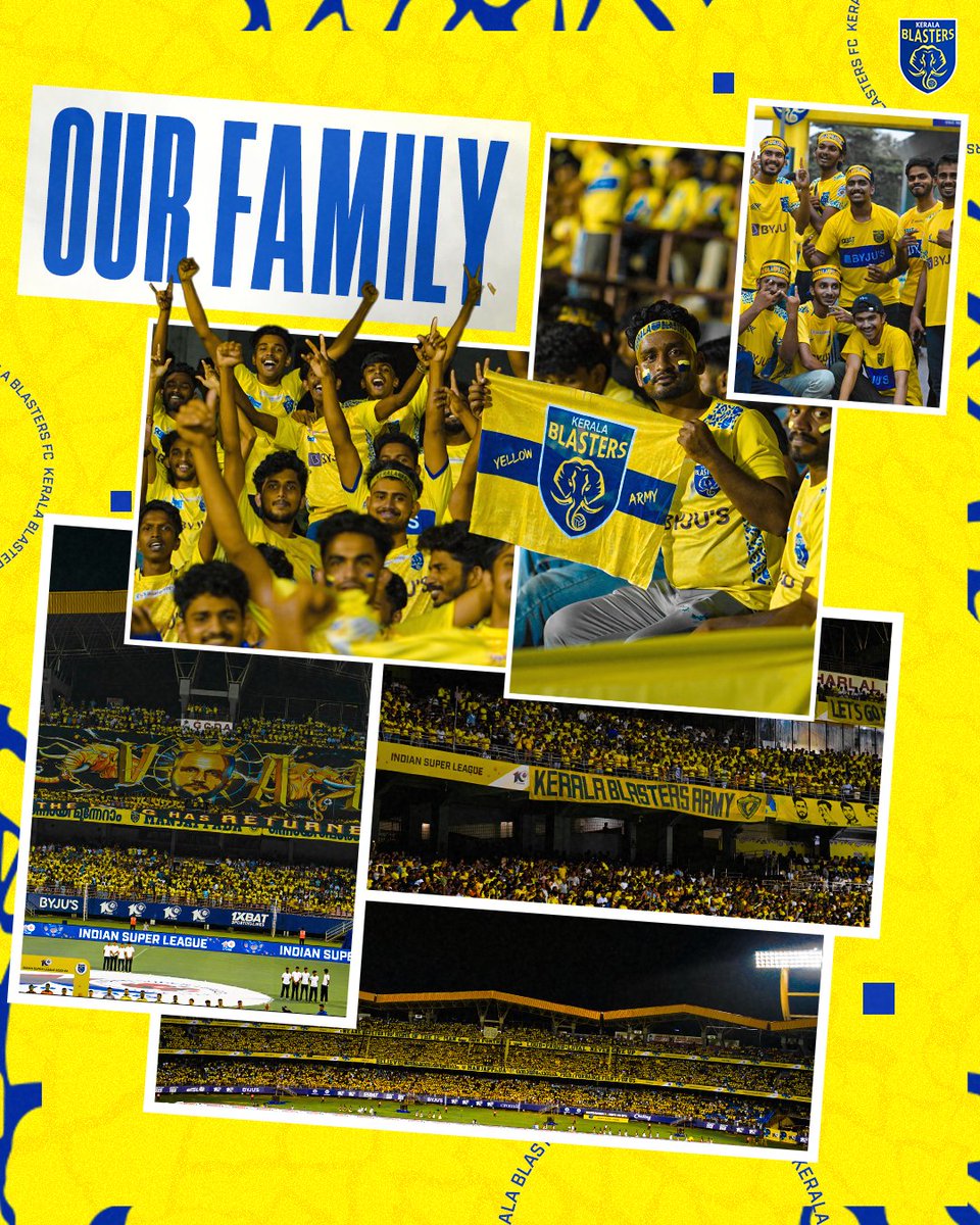 Our fans, our family, our strength! 💛💙 We're grateful for the energy, passion, and love you've shown us this season 🙌 #KBFC #KeralaBlasters @kbfc_manjappada @blasters_army