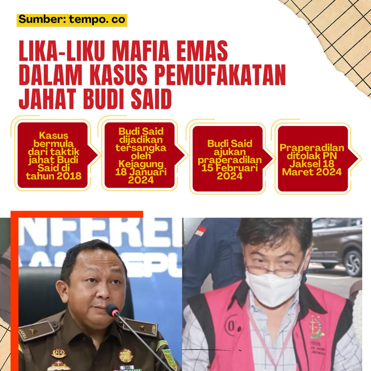 Kuropos_id's tweet photo. Perjalanan dan lika liku sang mafia emas dalam kasus pemufakatan jahat Crazy Rich Budi Said. 

#InfoBerita #BudiSaidTersangka #EmasAntam
#viralvideo Towel Chandrika Chika Ratu Tisha Nathan Tjoe-A-On Towel https://t.co/Swdil2IY3x