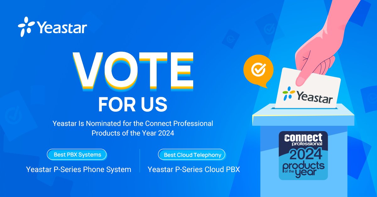 🌟 Exciting news! Yeastar is nominated for the 2024 Connect Professional Products Awards! @connect_profess🚀 Vote for us in PBX Systems & Cloud Telephony before May 26 to help us win! ✨ Click to vote👉[hubs.ly/Q02tTCxS0]👈 #poty24 #Yeastar #UnifiedCommunications