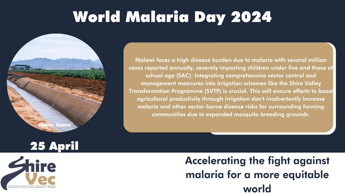 Malaria prevention must be a priority in Malawi's agricultural development. Let us ensure vector control and management is integrated in irrigation farming to equate food security with improving the health of farming communities. #MalariaDay #WorldMalariaDay2024