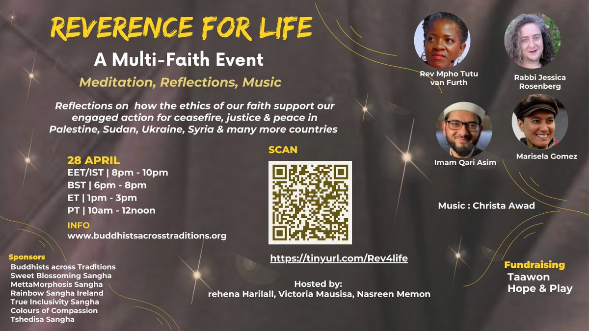 Rabbi Jessica Rosenberg, the legendary peace activist and ceasefire luminary joins the transatlantic multifaith panel to offer ethics &amp; practices to support engaged action for ceasefire, justice, peace for Palestine. 
tinyurl.com/Rev4life
#peaceforGAZA #ceasefire #buddism