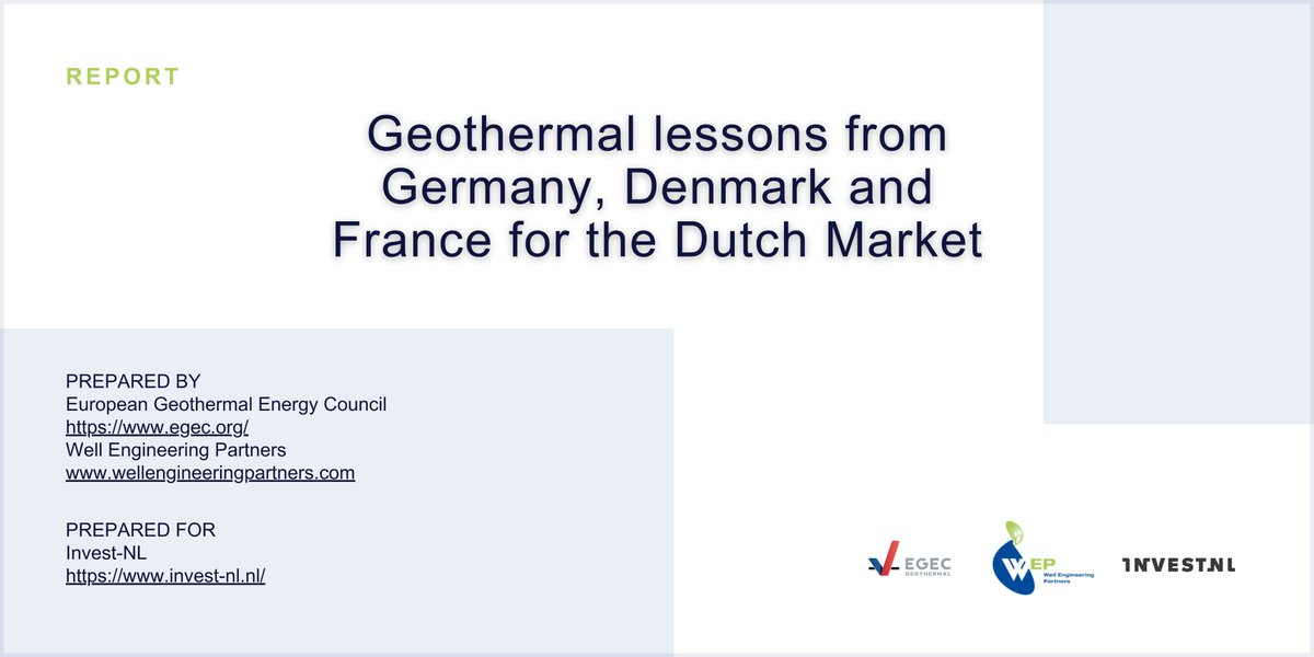 🔖 New report is out! The study by #EGEC and #WEP, commissioned by @Invest_NL, unveils insights into scaling #GeothermalEnergy in the Netherlands.

Learn from Germany, Denmark, and France to pave the way for a #SustainableEnergy future! 

Full report: egec.org/report-geother…