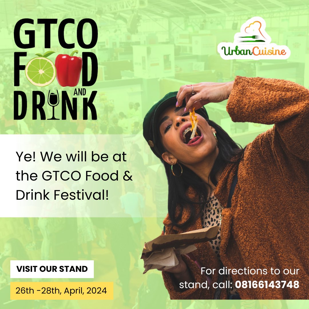 🍹🍽️ One day to the GTCO Food and Drink Festival 🎉

😋 We’re ready to show up and wow you with our tasty delicacies

Stay tuned for live updates, mouth-watering photos, and behind-the-scenes sneak peeks. 

#urbancuisine #GTCOFoodAndDrink #GTCOFoodDrink #GTCOFoodAndDrinkFestival