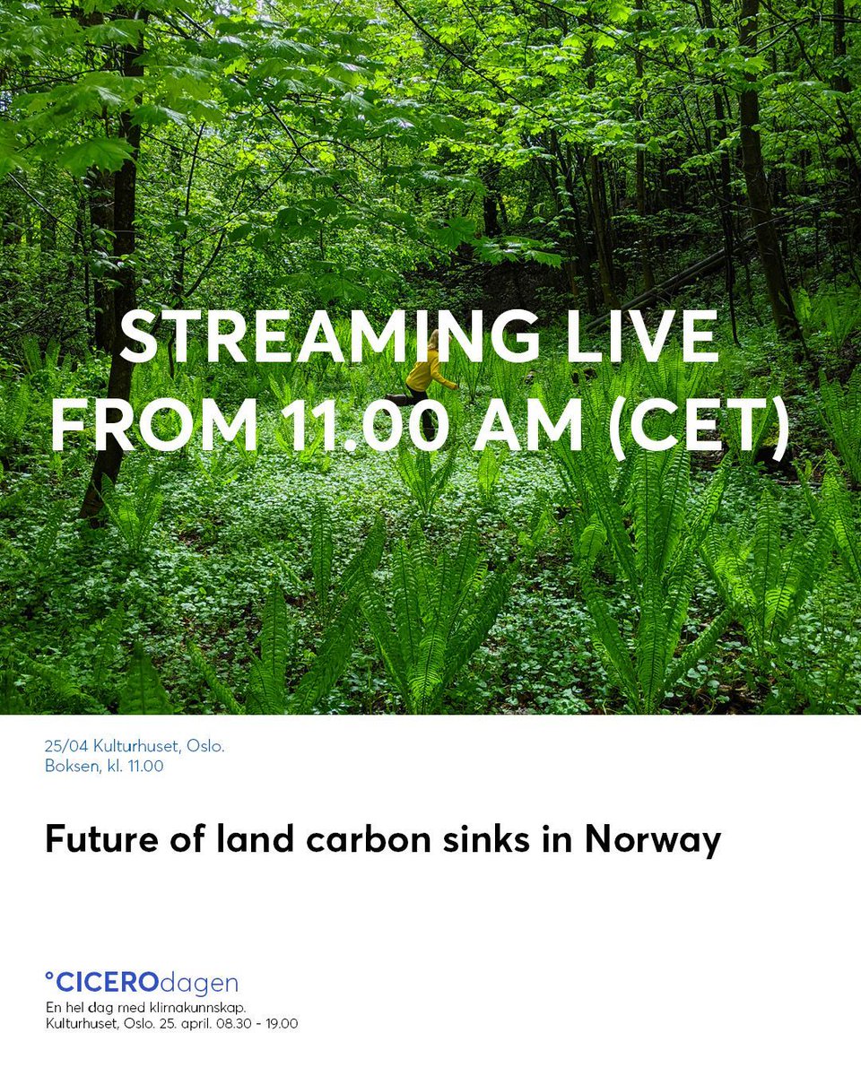 Future of land carbon sinks in Norway. Watch the stream live, or the recording later buff.ly/49Nr1ha