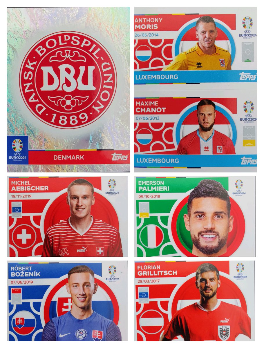 One day I'll take photos that aren't squint. Latest pack, players and a badge. Very traditional #EURO2024