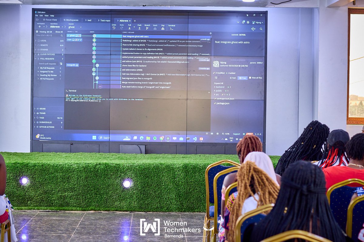 @ManeBa_cnm @agienpetra @idadelveloper @Nde_Lum @bitsvalley @WittyJany @MankaVelda @njong_emy took us on a journey into the “Impacting the Future” of Version Control with the @GitKraken Client

#wtmimpactthefuture #wtmbamendaiwd2024 #womenintech