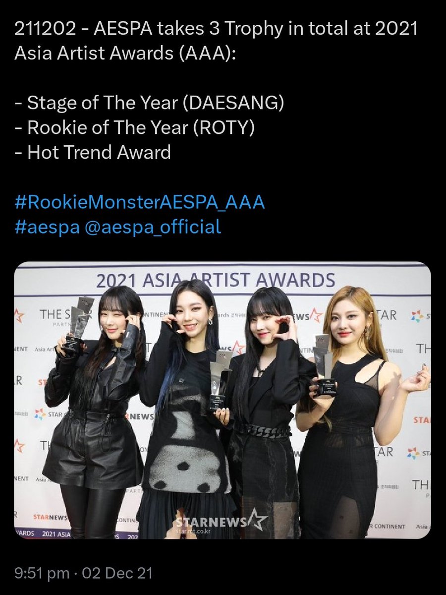 siriuslywin's tweet photo. If you check the date, 211202, that's the date when aespa won 3 awards in an award show. And one of the awards was literally a DAESANG.

BSh and MHJ were really threatened by aespa since  then 😭😭😭😭 https://t.co/HkLfwku1yY