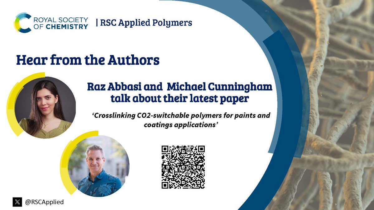 📢Don't miss this video from Raz Abbasi and Michael Cunningham discussing their recently published paper 'Crosslinking CO2-switchable polymers for paints and coatings applications'. Check it out on our RSC Applied Polymers blog here 👇: blogs.rsc.org/lp/2024/04/18/…