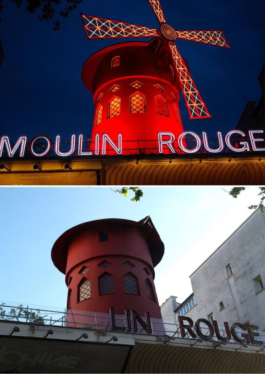 Paris's Moulin Rouge windmill wings collapse overnight. The wings of the iconic French landmark fell off for reasons not yet known. No injuries were reported.