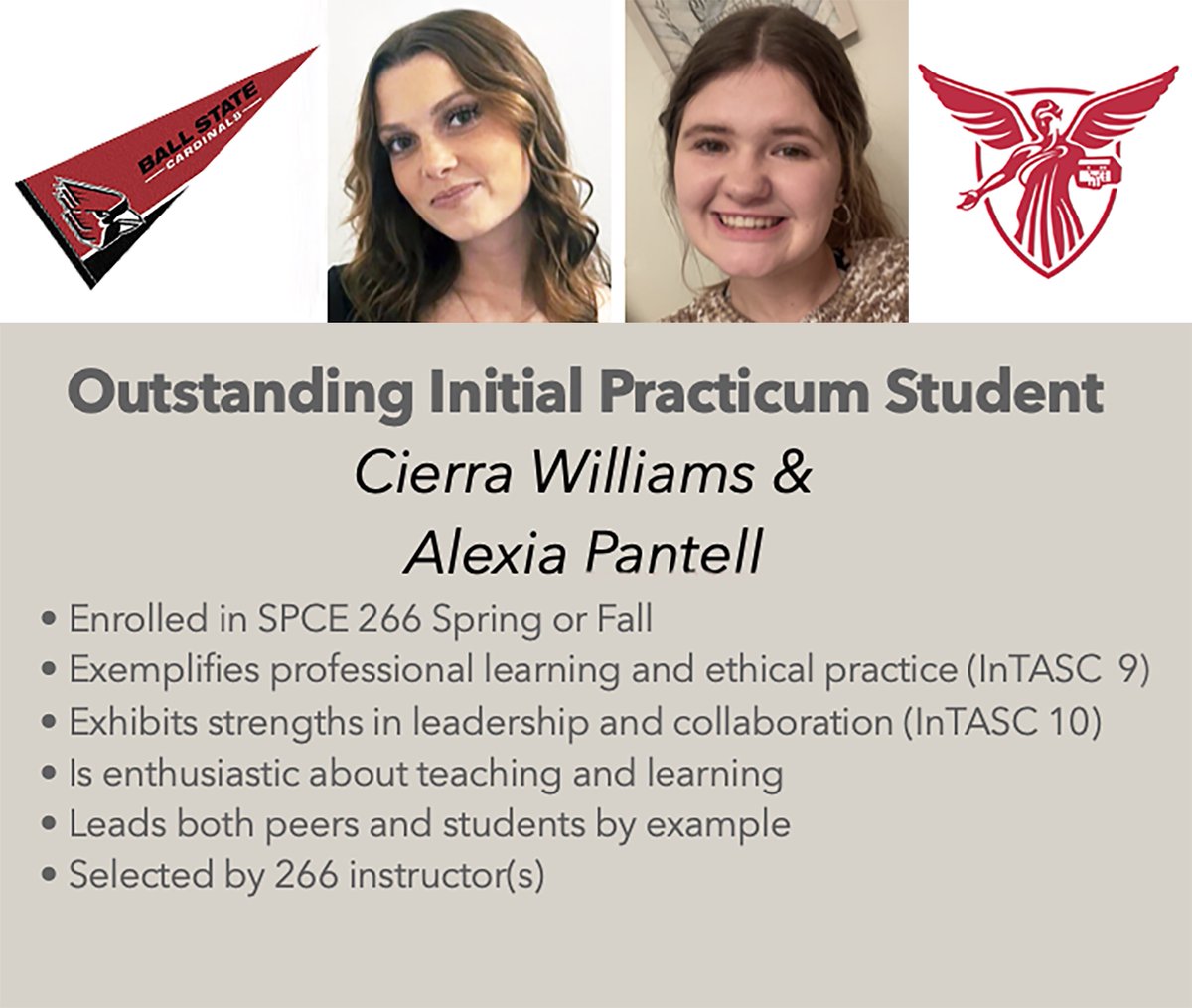 Congratulations to our Outstanding Initial Practicum Students! Cierra Williams and Alexia Pantell #WeFly #chirpchirp