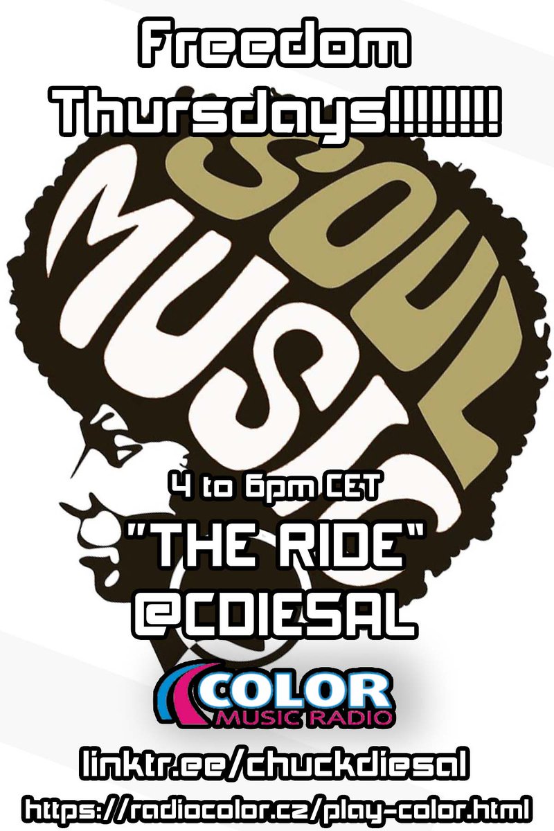 ChuckDiesal's tweet photo. This #FreedomThursday will Start with 90's Soul and we will pick up the pace along The Ride With ChuckDiesal
Broadcasting Live Tuesdays and Thursdays
COLOR Music Radio
Czech Republic (Radio)
https://t.co/XUocT5reqD
Prague - 4pm to 6pm
NYC - 10am to 12pm
Chicago - 9am to 11am https://t.co/lVHpI0ZDQb