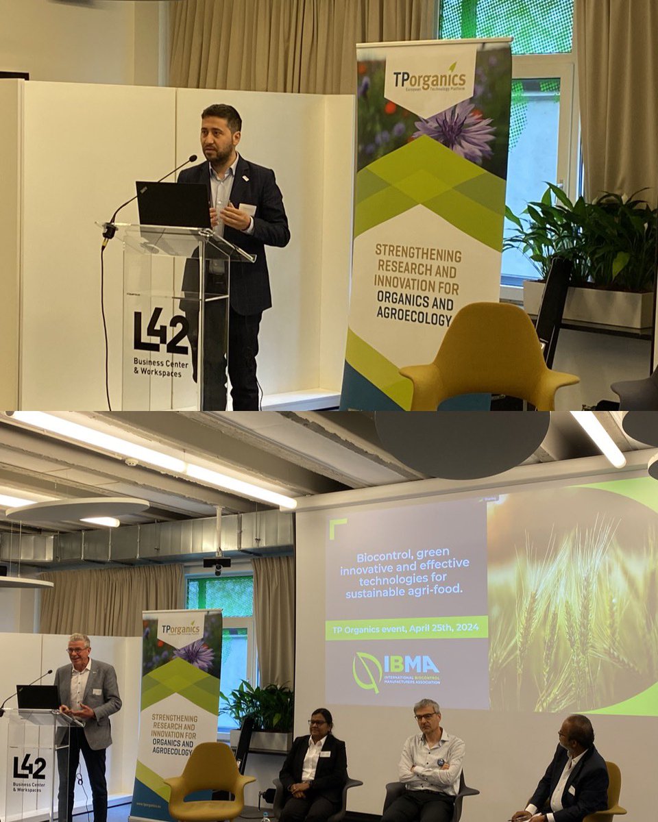 #Brussels @TPOrganics event #SoilHealth & #FoodSecurity - @OrganicsEurope @EduardoCuoco & IBMA President H.VanMellaert: need for #proportionateregulation for #Biocontrol for all #farmers to have more asap for #sustainable agriculture. 🌾👩‍🌾👨‍🌾#fasttrack #innovation #alternatives