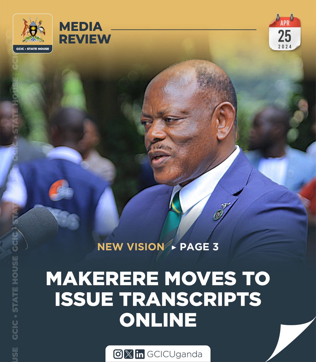 .@Makerere moves to issue transcripts online. This will enhance accessibility. #GCICMediaReview #OpenGovUg