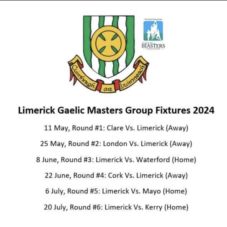 Mouth watering fixtures on this our 2nd Campaign .. also a trip away @LondainMasters @LOLIDDY2489 @MattOCall @tcl @johnnybkeogh @LimerickFanPage