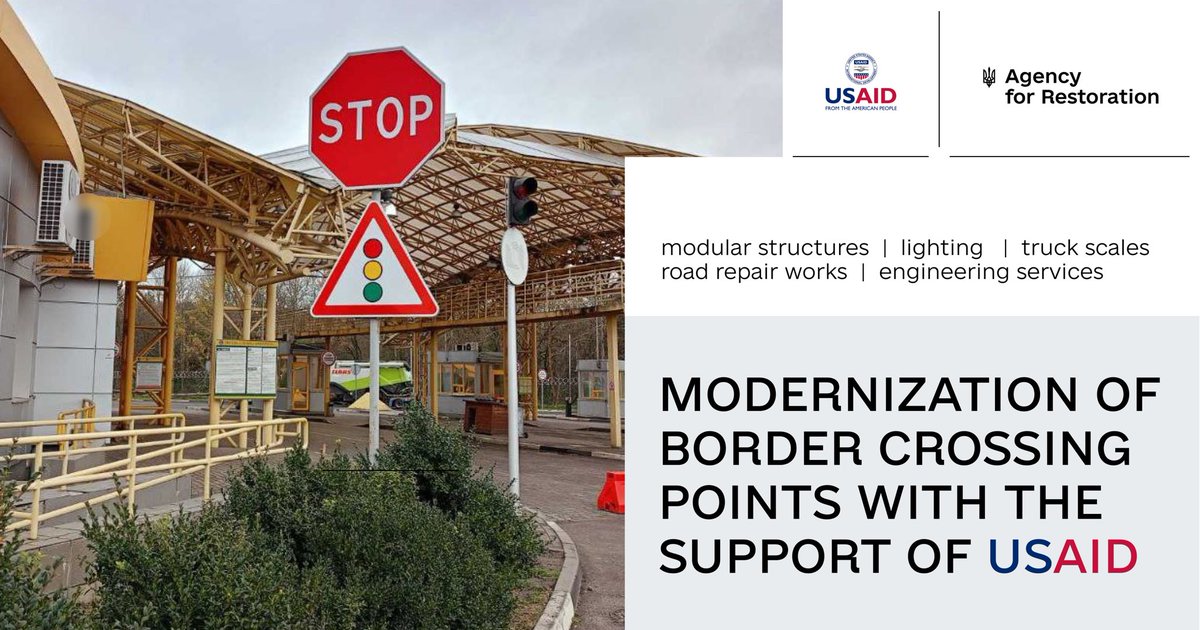 mefimus's tweet photo. Border crossings upgrade ongoing w/support of @USAID ERA. Progress: 33 modular facilities at 4 BCPs, 12 truck scales at 6 BCPs, 875 street LED lights at 17 BCPs early May. @RestoreUA task is to make border crossing more efficient & increase export capacity. #WeBuildUkraine https://t.co/ZL0BLFE5ki