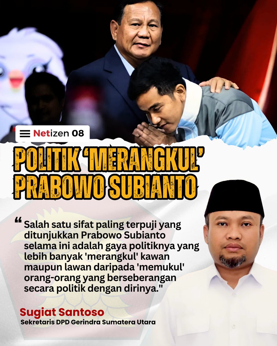 Netizenn08's tweet photo. Politik 'Merangkul' Prabowo Subianto #PrabowoPresiden #PrabowoGibran #Pilpres2024 https://t.co/i8n9KJPSY0