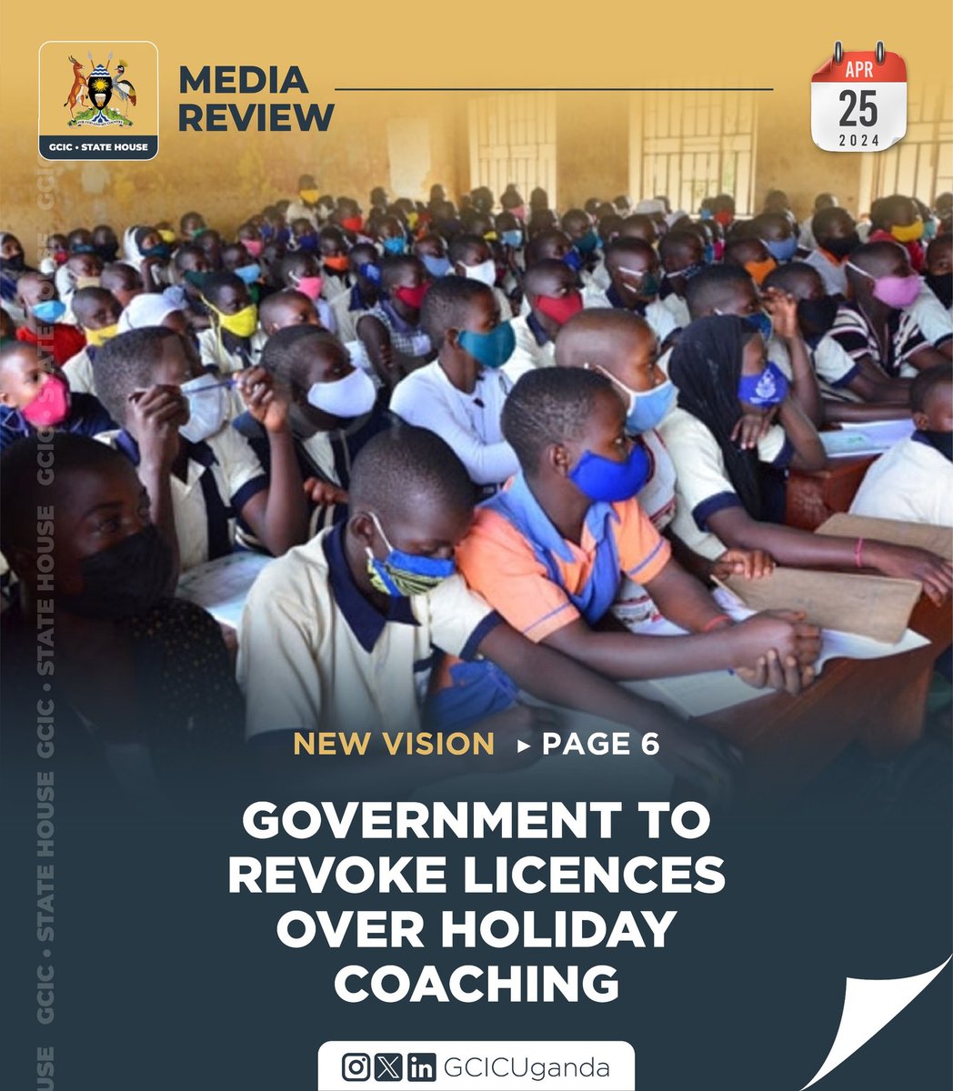 Government has warned schools against operating classes during the holiday period, saying revocation of operational licences is one of the measures now being considered to deal with errant schools. Link:media.gcic.go.ug/gcicmediarevie…