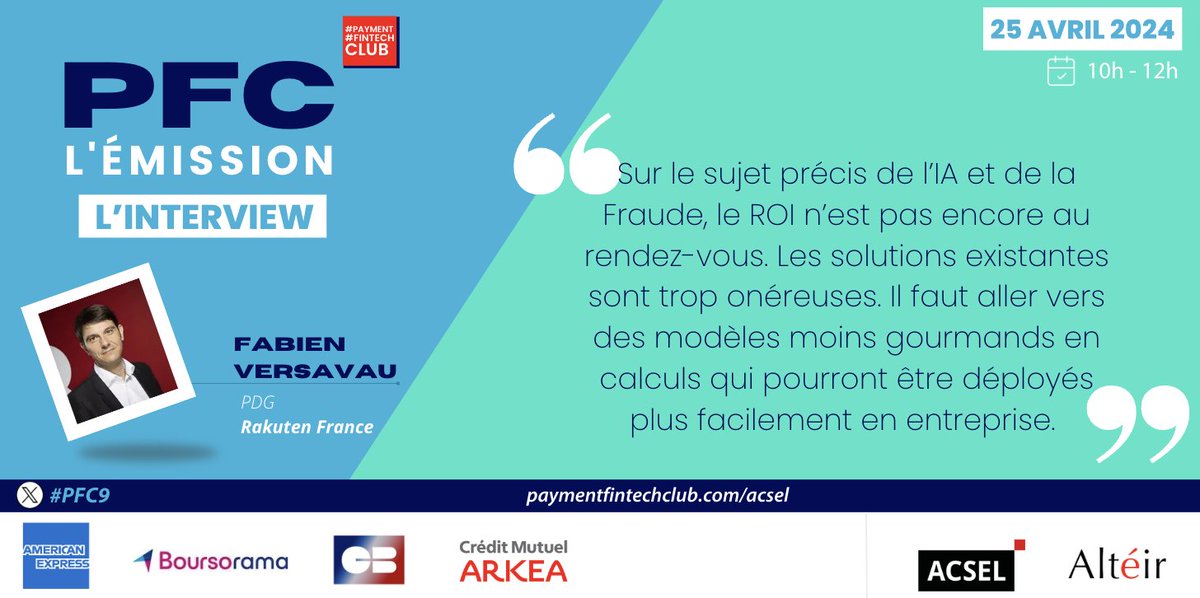 AcselDigital's tweet photo. 🔥 #PFC9 l'Emission - séquence l'Interview
🗣️Fabien Versavau, PDG @RakutenFrance
IA et fraude https://t.co/pCckfYGzFg
